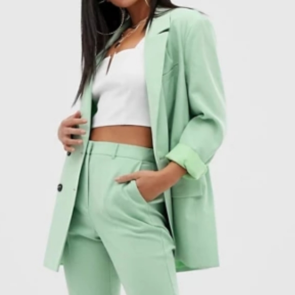 Apple Mint Green oversized boyfriend blazer - Picture 2 of 4